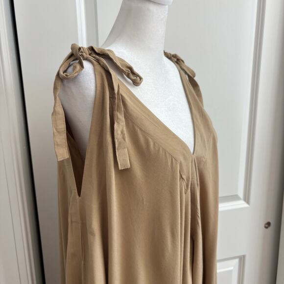 Style Park 1 Made in Bali Tan 100% Rayon Jumpsuit Boho Bohemian One Size - Picture 8 of 10